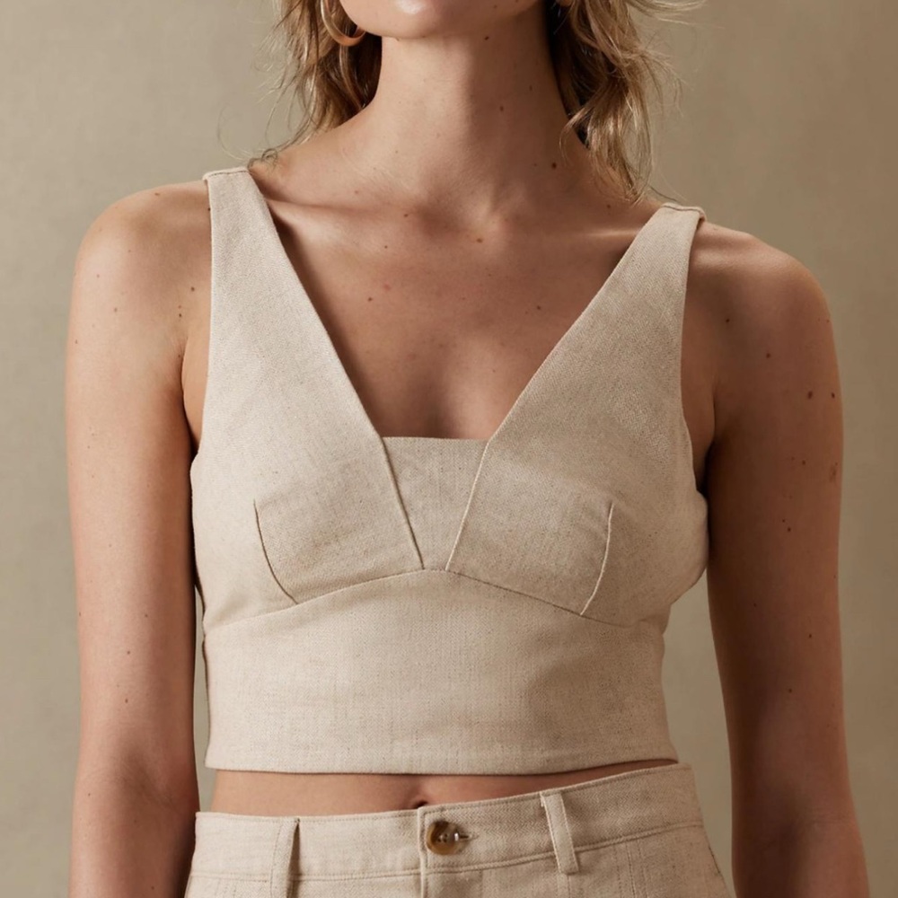 NWT - Banana Republic Linen Blend Sleeveless Crop Top - Size 0